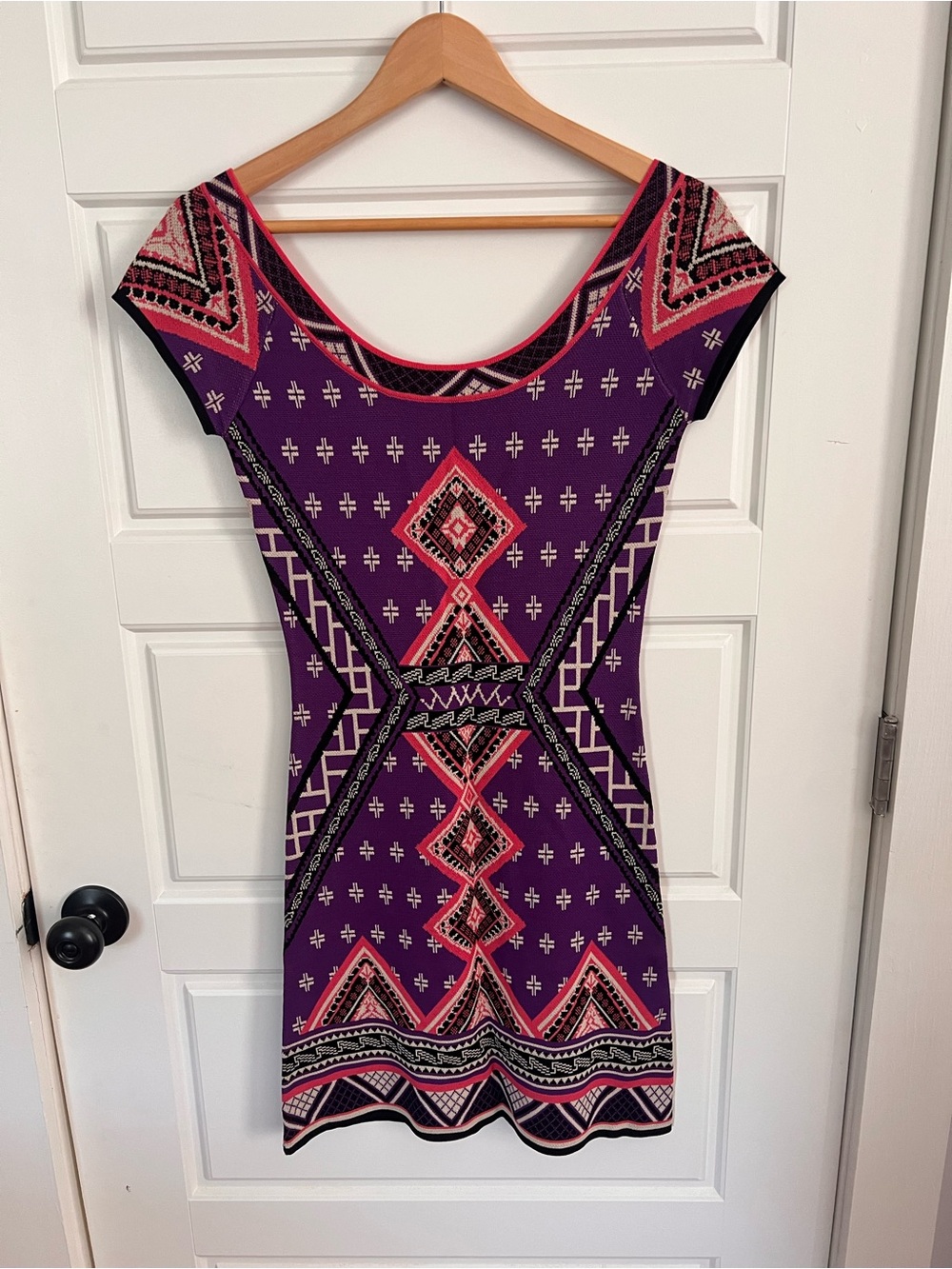 miami Purple and Pink Geometric Mini Dress